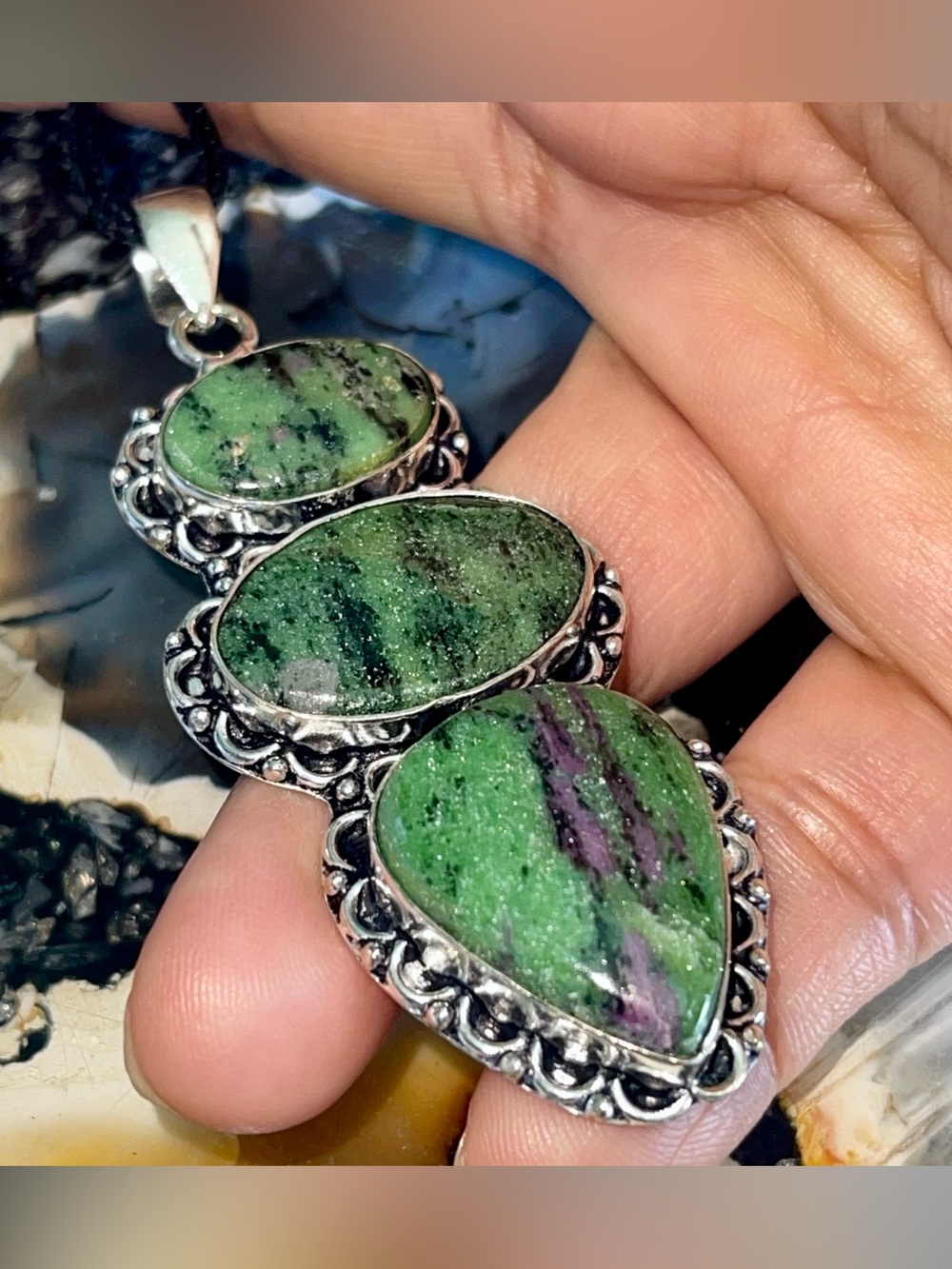 Jumbo Green Ruby Zoisite Pendant 3 1/4”
